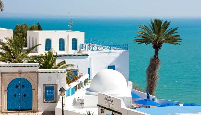 A neighborhood called the Blue and White Village in Tunisia.