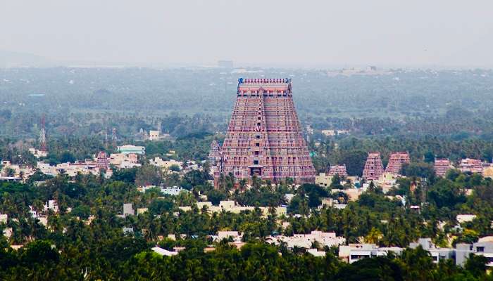Aerial view of the Sri Ranganathaswamy Temple in Srirangam