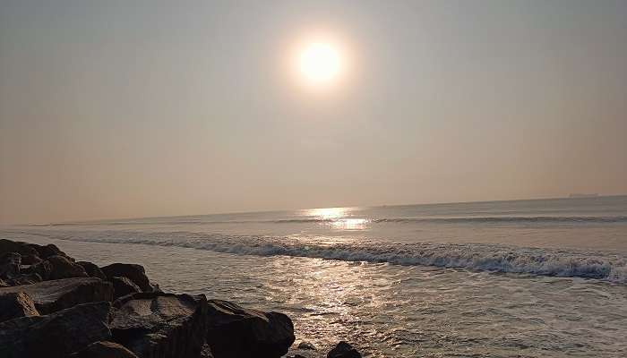 A scenic view of Uppada Beach, one of the famous places to visit near Annavaram
