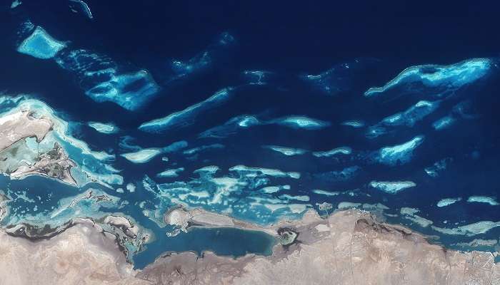 A spectacular view of the Red Sea adorned with coral reefs and pristine water