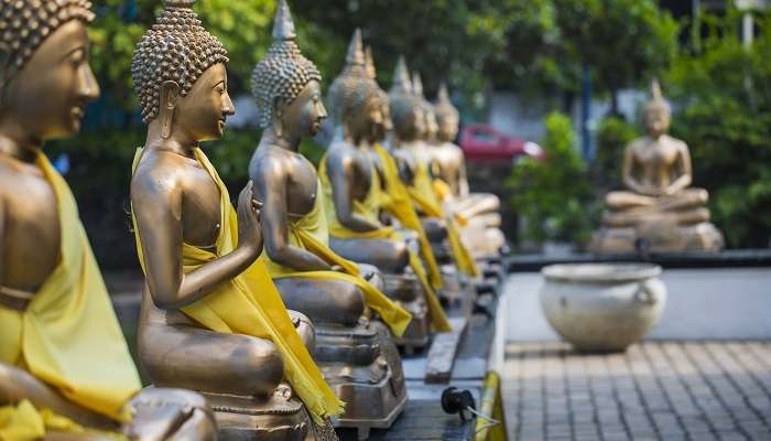 Statues de Bouddha dans le temple Seema Malaka, Sri Lanka, 