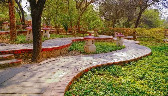 गार्डन ऑफ फाइव सेंसेज दिल्ली में रोमांटिक जगहें में से एक है