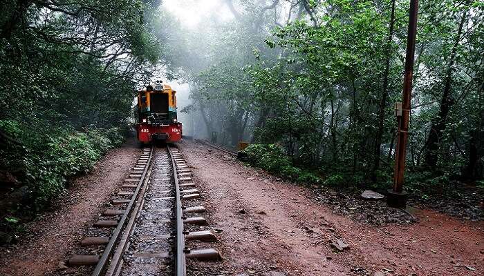 Ne manquez pas le trajet en train au milieu d'une route forestière dense lors de votre voyage d'une journée à Matheran au départ de Pune.