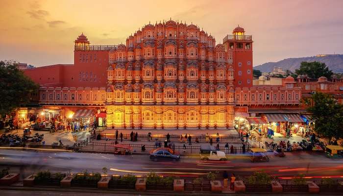 A gorgeous view of Hawa Mahal in Jaipur ranks among the best places to visit in India under 10000