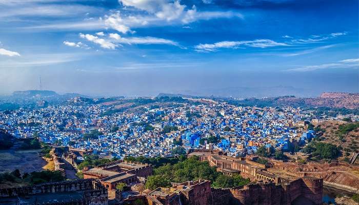 Panorama view of blue city