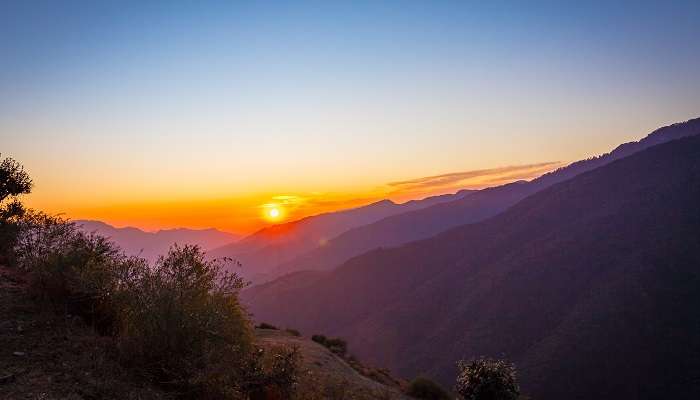 Sunset view of one of the best places for trekking in Mussoorie