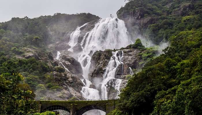 Le Vue fascinante sur les cascades de Dudhsagar, c'est l'ujne des meilleur  endroits à visiter à Goa
