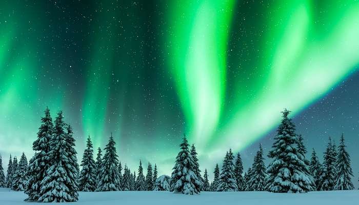 A stunning shot showcasing Northern lights at one of the best places to visit in Europe