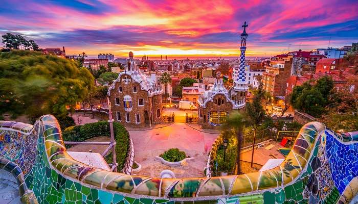 The beautiful sunrise in Barcelona seen from Park Guell is worth watching, making it one of the top destinations.