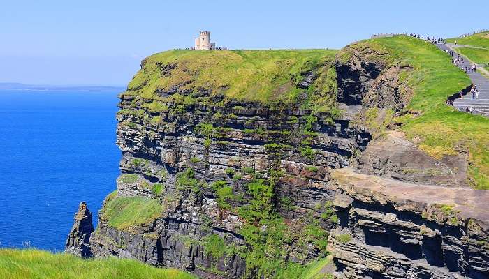 A stunning view of the Cliffs of Moher in Ireland that has been featured in many films 