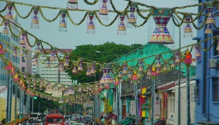 A spectacular view of Little India in Singapore