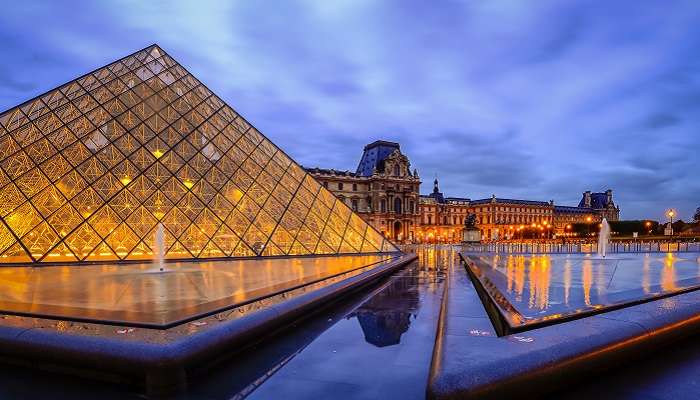 Early morning view of the Louvre museum