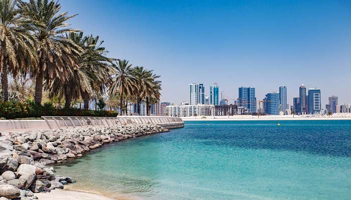 View of Al Khan Beach in Sharjah is one of the best places to visit in Sharjah for free with family