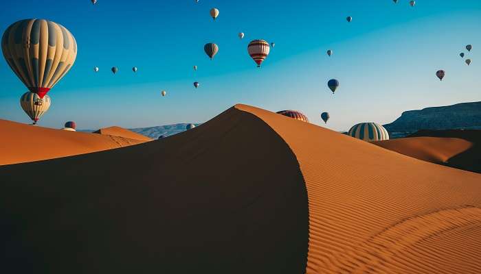 A view of sunrise hot air balloon ride.