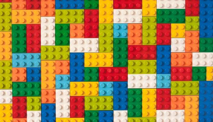 Colourful building blocks which can be used for building boats and rafts