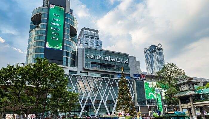 A front view of Central World Plaza in Bangkok