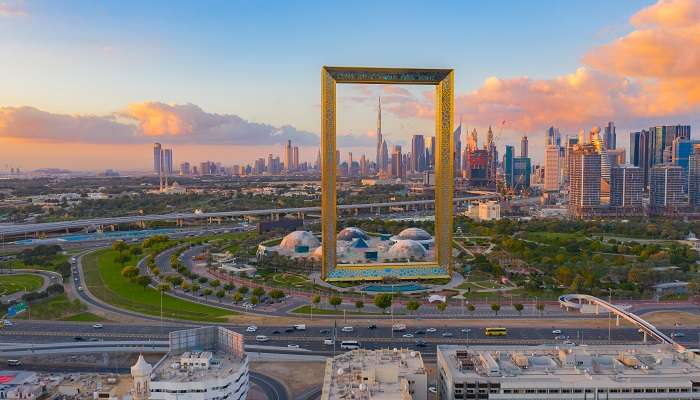 A magnificent view of Dubai Frame, one of the best places for indoor activities in Dubai