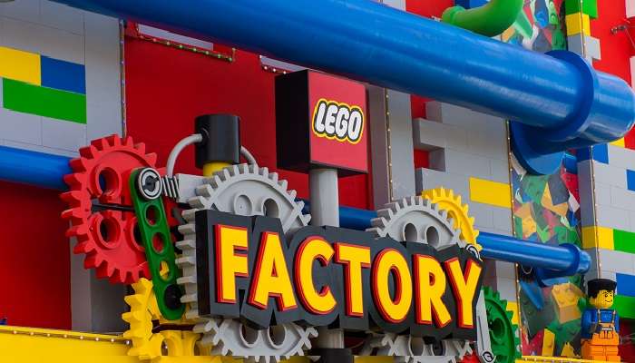 Amusement factory Lego sign at Legoland Dubai