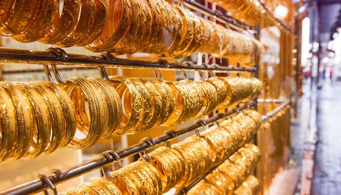 The view of gold jewellery at Gold Souk.