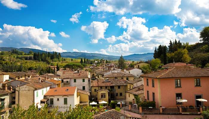 The cityscape of Greve in Chianti, one of the hidden gems in Florence Italy