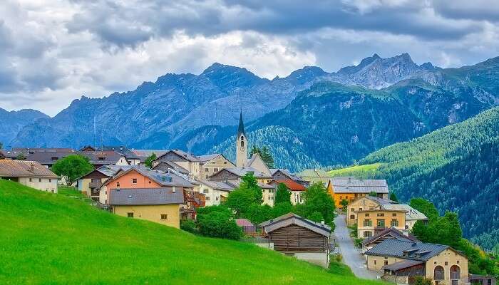 Guarda is one of the Switzerland small towns that captures the attention of tourists with its charming vicinity