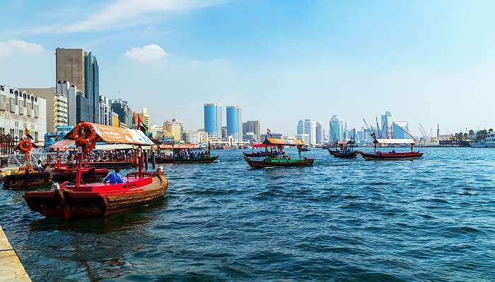 A cruise on the Bay Creek at Dubai Creek Tower location, one of the best attractions in the UAE.