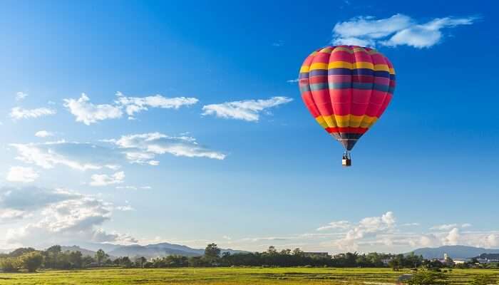 A majestic view of a hot air balloon ride from where you can enjoy breathtaking views