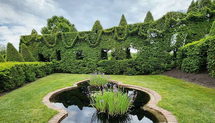 The panoramic view of  Ladew Topiary Gardens, located in one of the small towns in Maryland, Monkton
