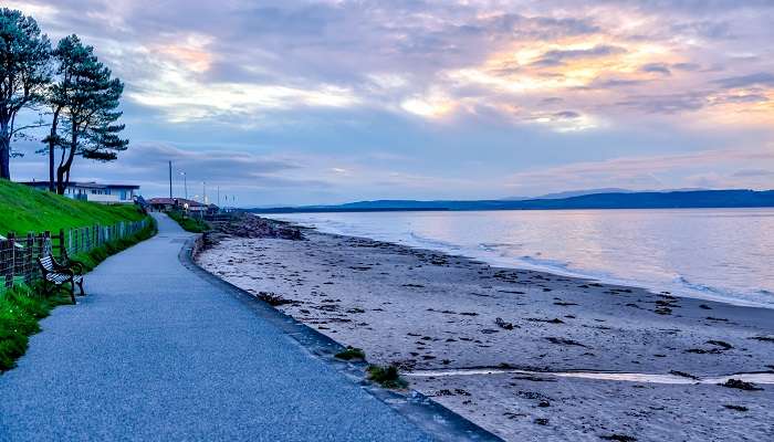 The picturesque view along the water’s edge in the seaside town, Nairn, one of the smallest towns in Scotland