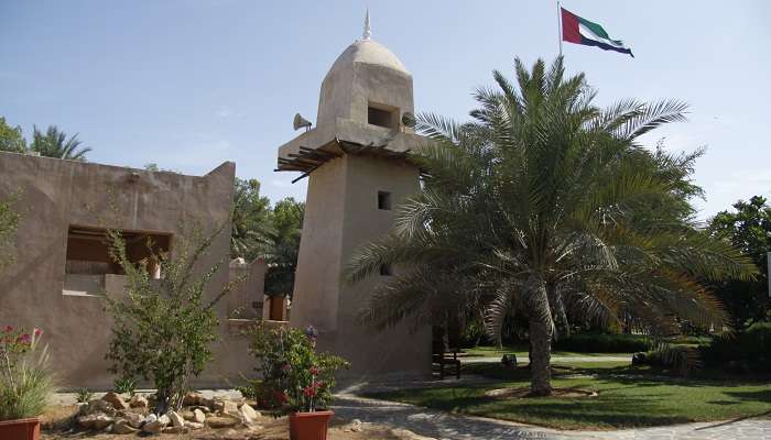 A blissful view of Ancient mosque in the Heritage village in Abu Dhabi