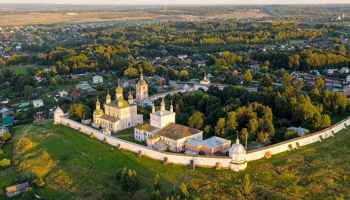 The aerial view of Pereslavl-Zalessky, among the small towns in Russia