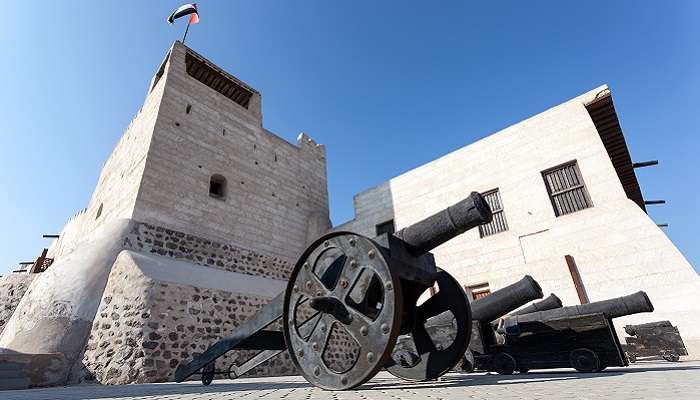 A picture showing Ras Al Khaimah museum showcasing weaponry