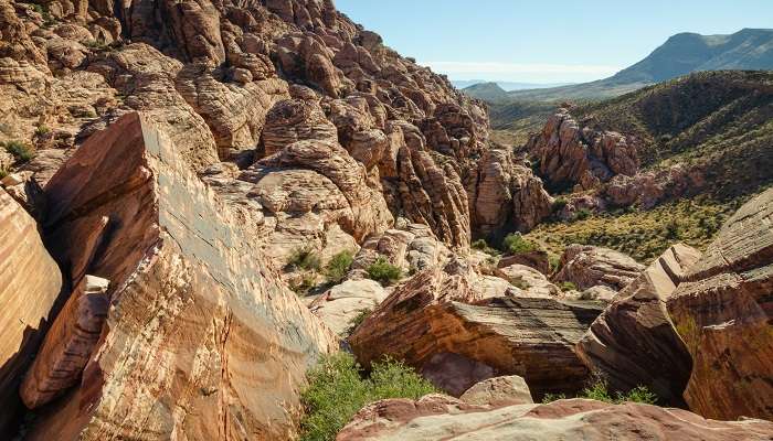 The scenic view of one of the hidden gems in Las Vegas, Red Rock Canyon National Conservation Area