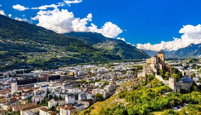A splendid view of Sion which is among the enchanting small towns in Switzerland
