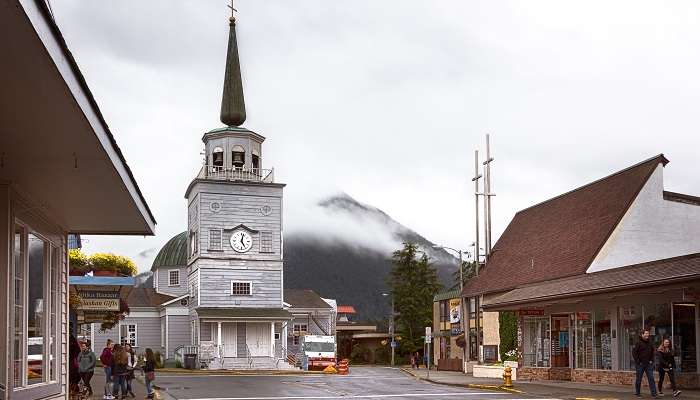 The exterior view of St. Michael’s Cathedral, nestled in one of the small towns in Alaska, Sitka