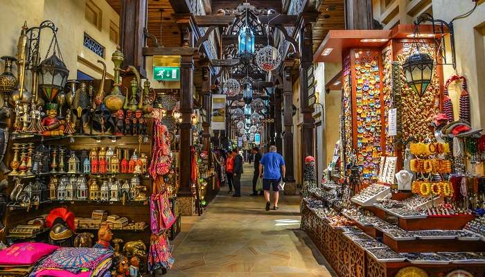 The traditional Arab-style bazaar, Souk Madinat, is one of the famous old souks in Dubai.