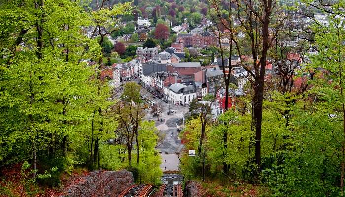 A view of one of the small towns in Belgium, Spa, from a nearby hill