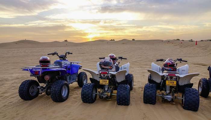 Family enjoying ATV ride in Dubai and creating countless memories