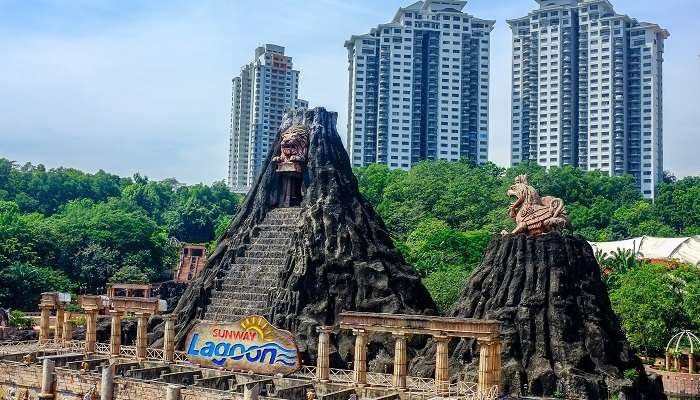 A majestic view of Sunway Lagoon Theme Park, one of the spectacular places to visit in Malaysia