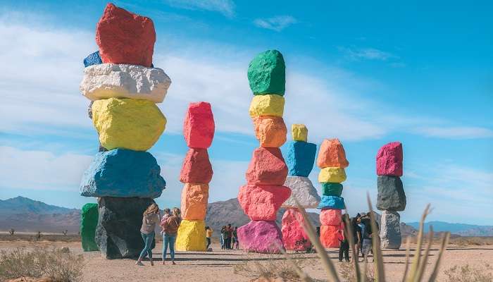 The picturesque vista of one of the hidden gems in Las Vegas, The Seven Magic Mountains
