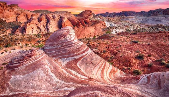 The picturesque landscape of The Valley Of Fire State Park in Nevada, among the hidden gems in Las Vegas