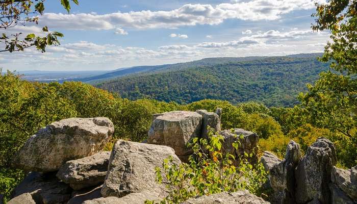 A breathtaking view of Catoctin Mountain Park located in one of the small towns in Maryland, Thurmont