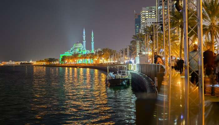 A dazzling view of Sharjah during the light festival in Sharjah