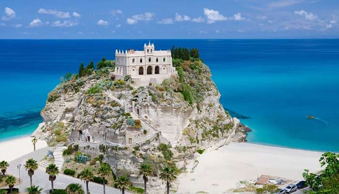 The picturesque landscape of Monastery Sanctuary Church in Tropea, one of the best hidden gems in Italy