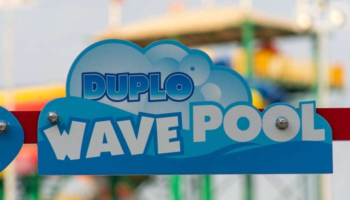 Duplo Wave Pool sign for children's entrance at Legoland Water Park