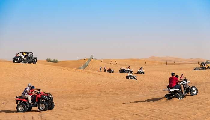 An amazing view of a Quad bike ride in Dubai, the best adventure for thrill seekers