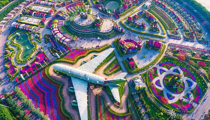  An aerial view of Dubai Miracle Garden, which houses more than 150 million flowers