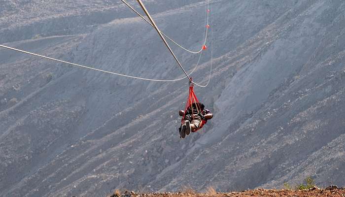 A snap showing zipline ride adventures which is one of the best things to do in Ras Al Khaimah