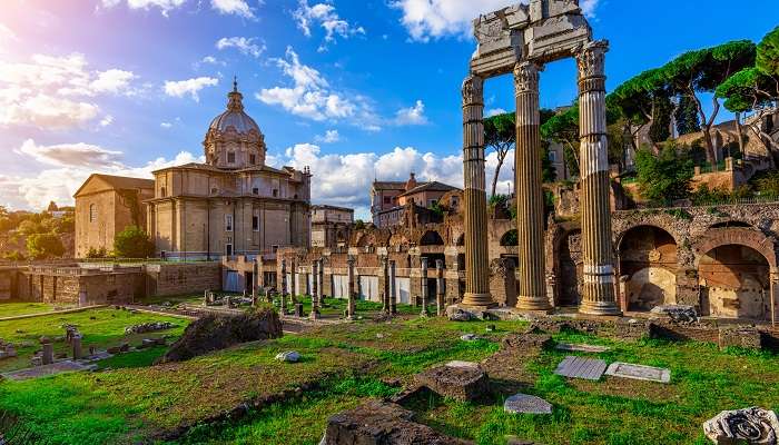One of the ancient Roman Forum facts is that the remains of Julius Caesar were cremated here.