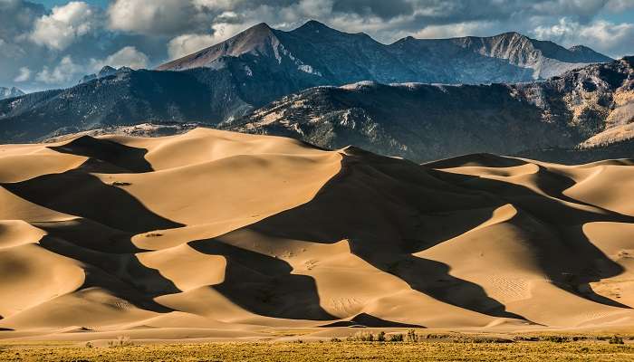 The scenic view of Great Sand Dunes National Park in Alamosa.